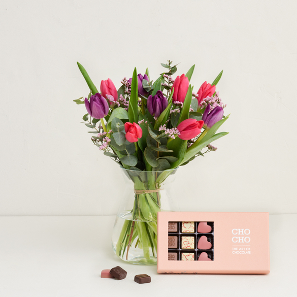 De violette tulipaner med CHO CHO 18 stk.